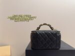 Chanel Box-Shaped Makeup Pouch With Plump Handles And Mirror - Exquisitely Crafted - Image 2