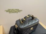 Chanel Box-Shaped Makeup Pouch With Plump Handles And Mirror - Exquisitely Crafted - Image 7