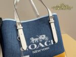 Coach Tote Bag Deep Blue With Orange Accents Luxurious And Elegant Versatile For Multiple Occasions - Image 4