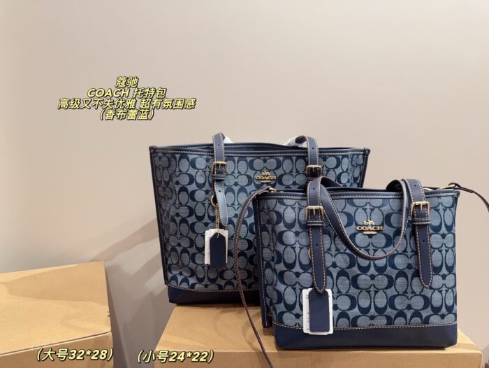 Coach Tote Bag Deep Blue With Orange Accents Luxurious And Elegant Versatile For Multiple Occasions - Image 11