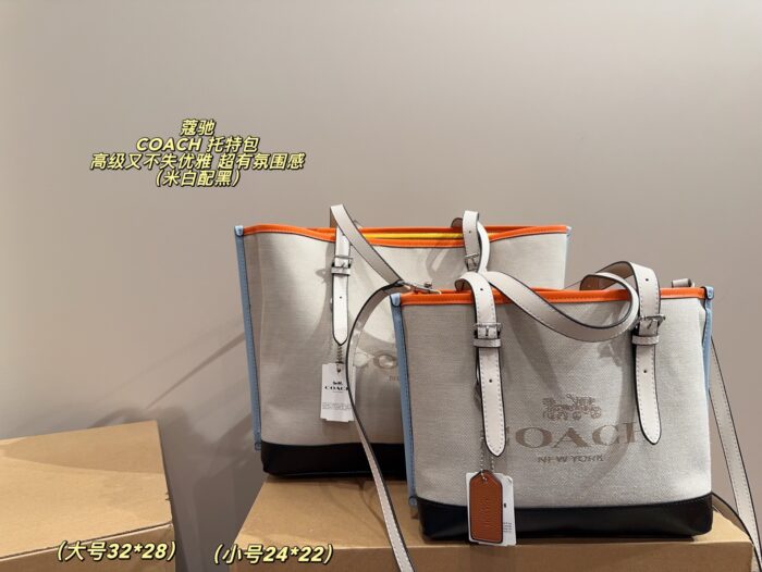 Coach Tote Bag Deep Blue With Orange Accents Luxurious And Elegant Versatile For Multiple Occasions - Image 14