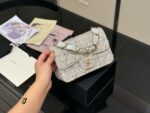 Chanel Cf Mini Chunky Chain Bag In Tweed Grey With Dual Straps (Handheld/Crossbody)