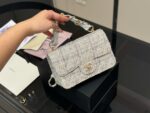 Chanel Cf Mini Chunky Chain Bag In Tweed Grey With Dual Straps (Handheld/Crossbody) - Image 2