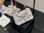 Chanel Cf Mini Chunky Chain Bag In Tweed Grey With Dual Straps (Handheld/Crossbody) - Image 5