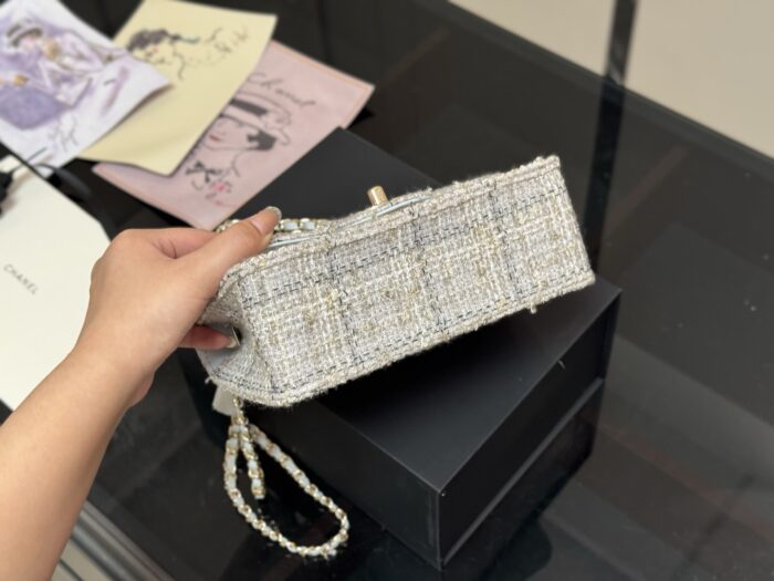 Chanel Cf Mini Chunky Chain Bag In Tweed Grey With Dual Straps (Handheld/Crossbody) - Image 8