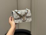 Chanel Cf Mini Chunky Chain Bag In Tweed Grey With Dual Straps (Handheld/Crossbody) - Image 9
