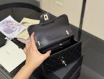 Chanel 25B Cf Mini Chunky Chain Tweed Grey Quilted Bag With Dual Straps For Hand Carry Or Crossbody - Image 4