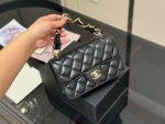 Chanel 25B Cf Mini Chunky Chain Tweed Grey Quilted Bag With Dual Straps For Hand Carry Or Crossbody - Image 5