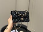 Chanel 25B Cf Mini Chunky Chain Tweed Grey Quilted Bag With Dual Straps For Hand Carry Or Crossbody - Image 9
