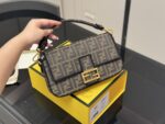 Fendi Baguette Shoulder/Crossbody Bag Effortlessly Street Style Ff Pattern Metal Buckle - Image 2