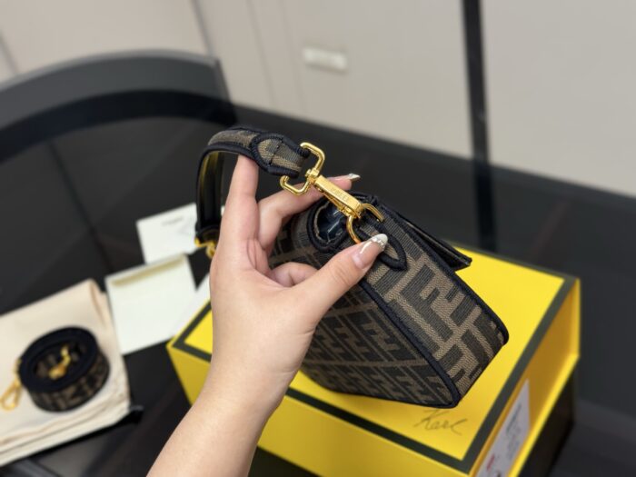 Fendi Baguette Shoulder/Crossbody Bag Effortlessly Street Style Ff Pattern Metal Buckle - Image 6