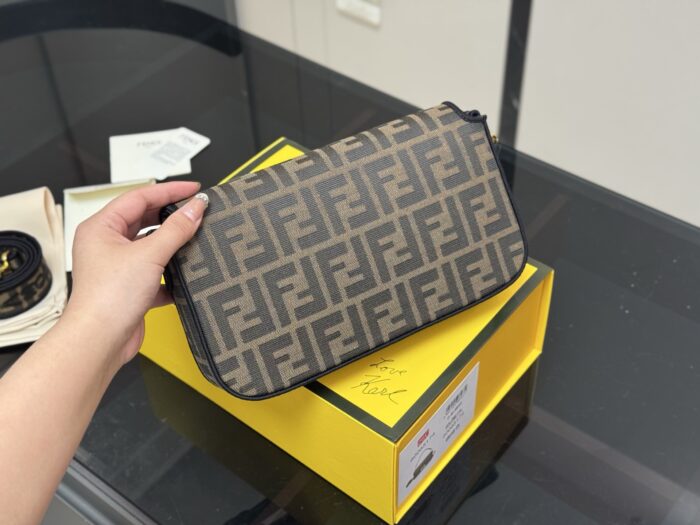 Fendi Baguette Shoulder/Crossbody Bag Effortlessly Street Style Ff Pattern Metal Buckle - Image 7