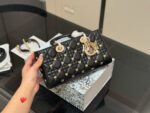 Dior Lady Horizontal Diana Bag 2025 New Style Double Strap With Butterfly Adornment Quilted Pattern Bag