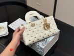 Dior Lady Horizontal Diana Bag 2025 New Silhouette Dual Straps Butterfly Rivet Detail
