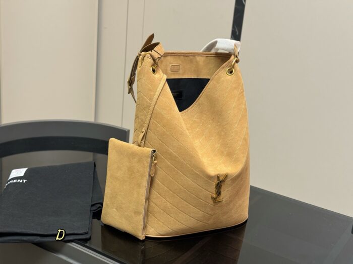 Yves Saint Laurent Niki Supple Bucket Autumn Suede Bucket Bag Caramel Cognac - Image 9
