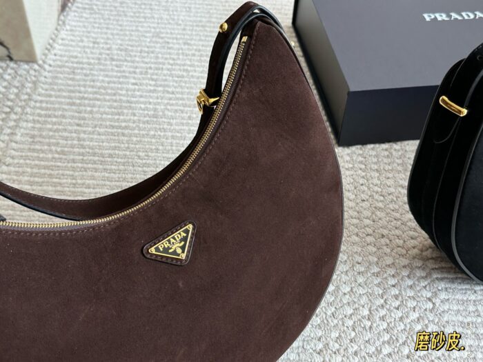 Prada Sling Bag - Satin Leather, Versatile And Durable Crescent Bag - Image 3