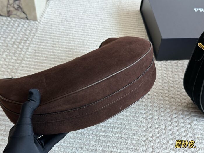 Prada Sling Bag - Satin Leather, Versatile And Durable Crescent Bag - Image 4