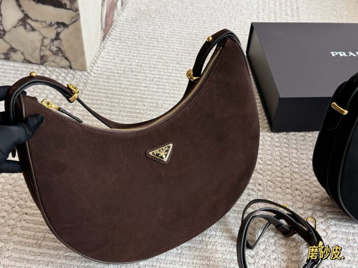 Prada Sling Bag - Satin Leather, Versatile And Durable Crescent Bag - Image 7