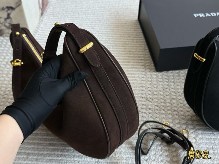 Prada Sling Bag - Satin Leather, Versatile And Durable Crescent Bag - Image 8