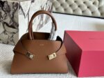 Ferragamo Trifolio Classic Shoulder Bag Adjustable Strap With Cancini Buckle Practical Card Slots Compact And Elegant - Image 16