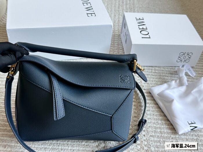 Loewe Puzzle Edge Glacier Blue Calfskin Geometric Bag Luxurious Texture - Image 1