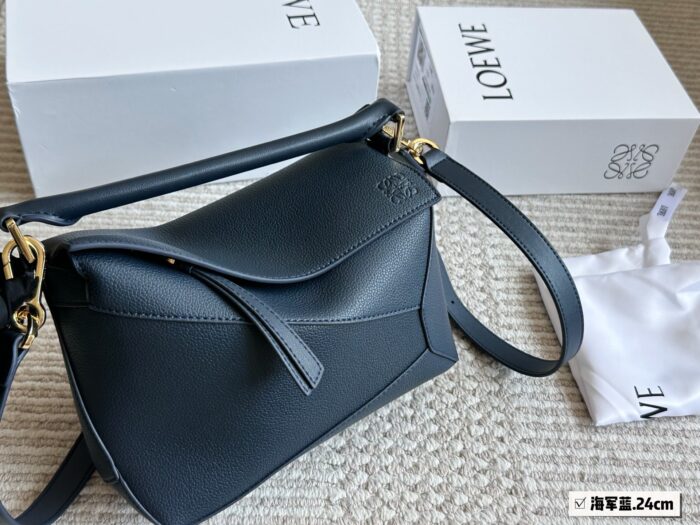 Loewe Puzzle Edge Glacier Blue Calfskin Geometric Bag Luxurious Texture - Image 5