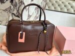 Miu Miu Bowling Bag/Briefcase Smooth Leather With Satin Lining Handheld Or Crossbody