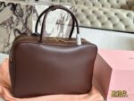Miu Miu Bowling Bag/Briefcase Smooth Leather With Satin Lining Handheld Or Crossbody - Image 3