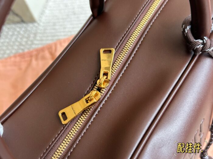 Miu Miu Bowling Bag/Briefcase Smooth Leather With Satin Lining Handheld Or Crossbody - Image 4