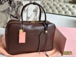Miu Miu Bowling Bag/Briefcase Smooth Leather With Satin Lining Handheld Or Crossbody - Image 6
