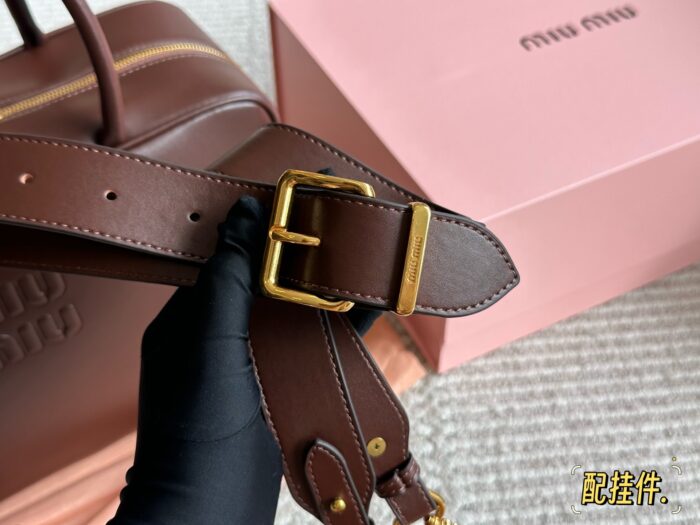 Miu Miu Bowling Bag/Briefcase Smooth Leather With Satin Lining Handheld Or Crossbody - Image 8
