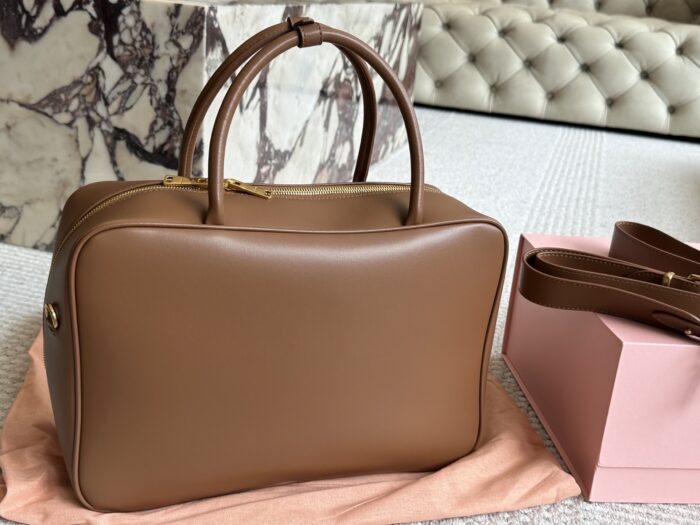 Miu Miu Bowling Bag Calfskin Leather With Satin Lining Handheld Or Crossbody Bag - Image 4