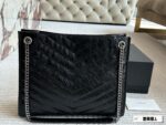 Yves Saint Laurent Niki Shopping Bag - Pure Black Logo, Magnetic Closure, Multi-Wear Commuter Bag - Image 4