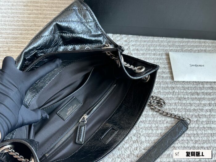 Yves Saint Laurent Niki Shopping Bag - Pure Black Logo, Magnetic Closure, Multi-Wear Commuter Bag - Image 9