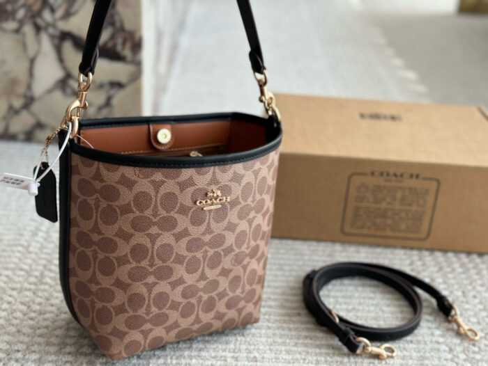 Coach New Classic Logo Bucket Bag Structured Silhouette Underarm Or Crossbody Carry Commuter Essential - Image 6