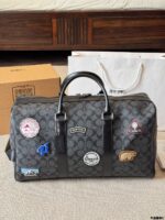 Coach Men'S Travel Bag - Signature C Monogram With Multiple Emblems - Scratch-Resistant And Durable - Image 2