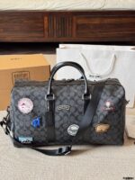 Coach Men'S Travel Bag - Signature C Monogram With Multiple Emblems - Scratch-Resistant And Durable - Image 4