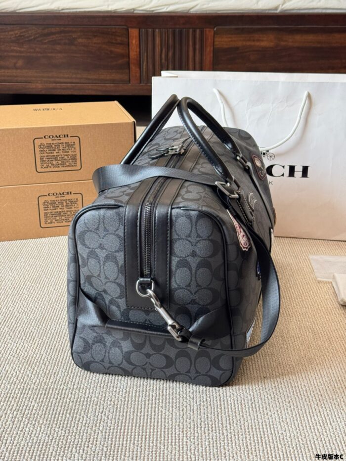 Coach Men'S Travel Bag - Signature C Monogram With Multiple Emblems - Scratch-Resistant And Durable - Image 5