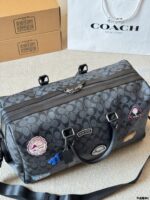 Coach Men'S Travel Bag - Signature C Monogram With Multiple Emblems - Scratch-Resistant And Durable - Image 7