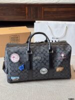 Coach Men'S Travel Bag - Signature C Monogram With Multiple Emblems - Scratch-Resistant And Durable - Image 8