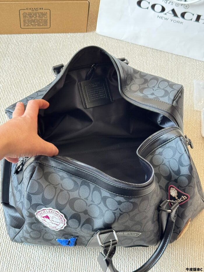 Coach Men'S Travel Bag - Signature C Monogram With Multiple Emblems - Scratch-Resistant And Durable - Image 9
