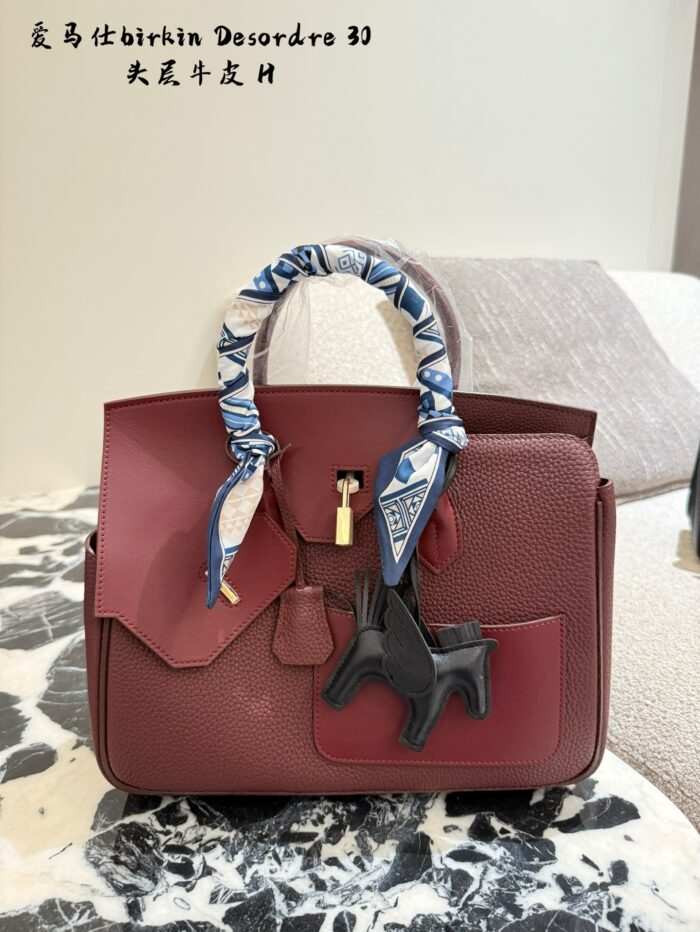 Hermès Birkin 30 Desordre Double-Sided Multi-Leather Asymmetric Practical Tote Bag - Image 4