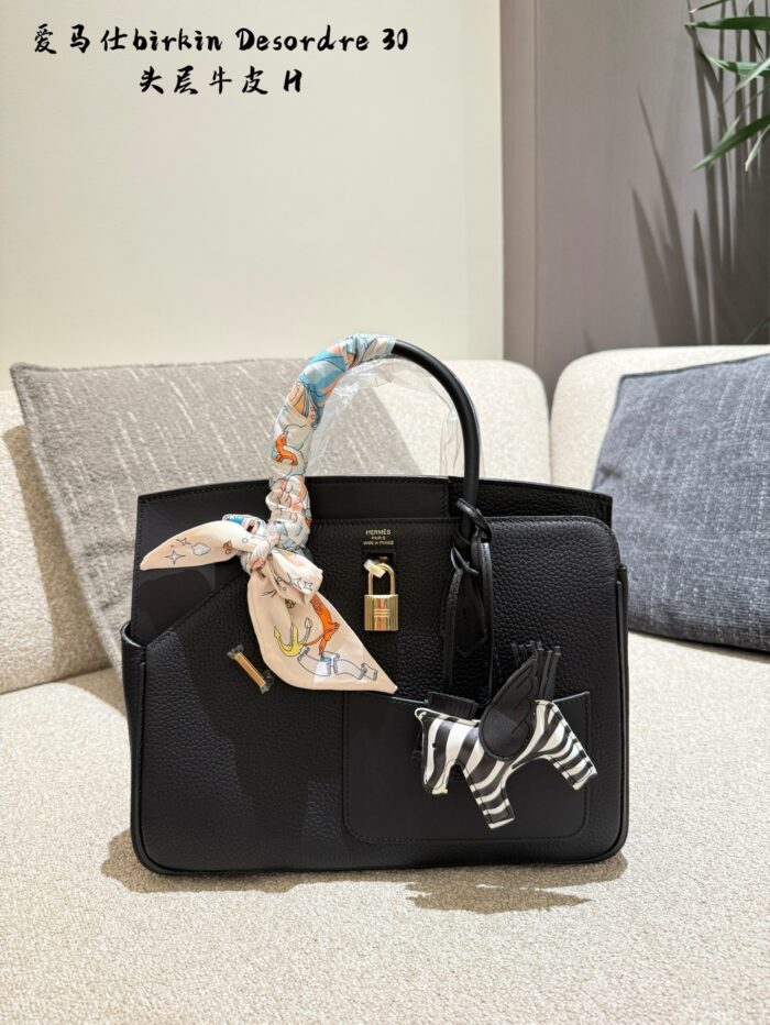 Hermès Birkin 30 Desordre Black Gold Double-Sided Pockets Three Distinct Leathers Asymmetrical Design - Image 1