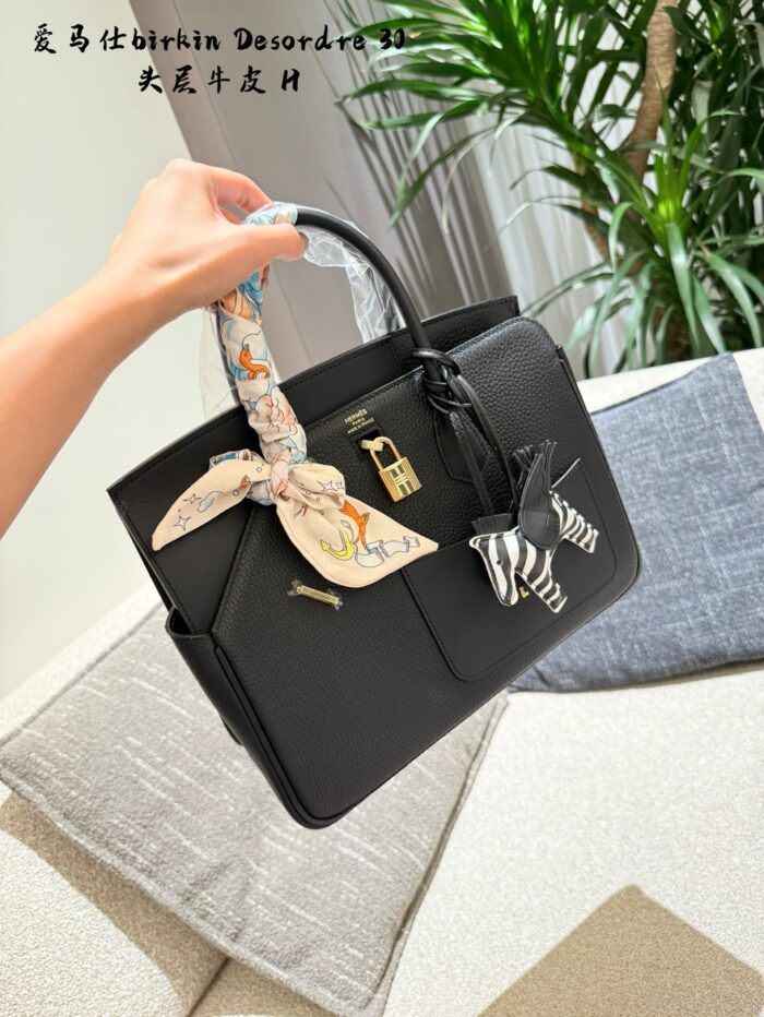 Hermès Birkin 30 Desordre Black Gold Double-Sided Pockets Three Distinct Leathers Asymmetrical Design - Image 5