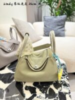 Hermes Lindy 26 3Q Cherry Blossom Pink Deer Skin Handbag - Princess-Style Effortless Charm - Image 10