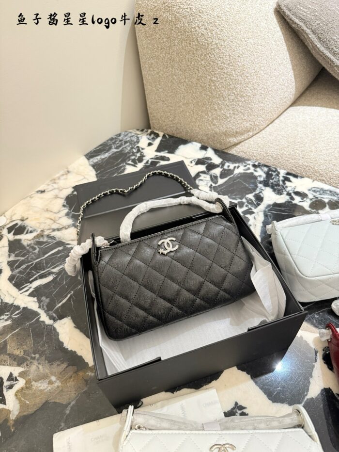 Chanel 25B Star Mahjong Bag In Black And Silver With Lychee Grain Leather - Image 1