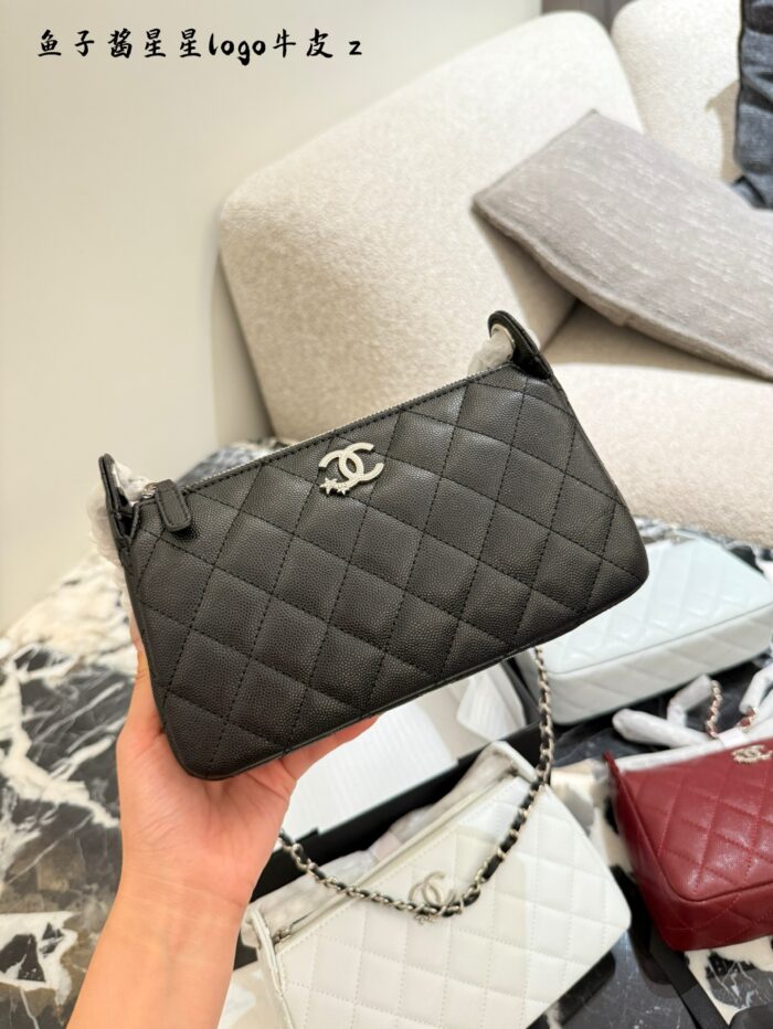 Chanel 25B Star Mahjong Bag In Black And Silver With Lychee Grain Leather - Image 6