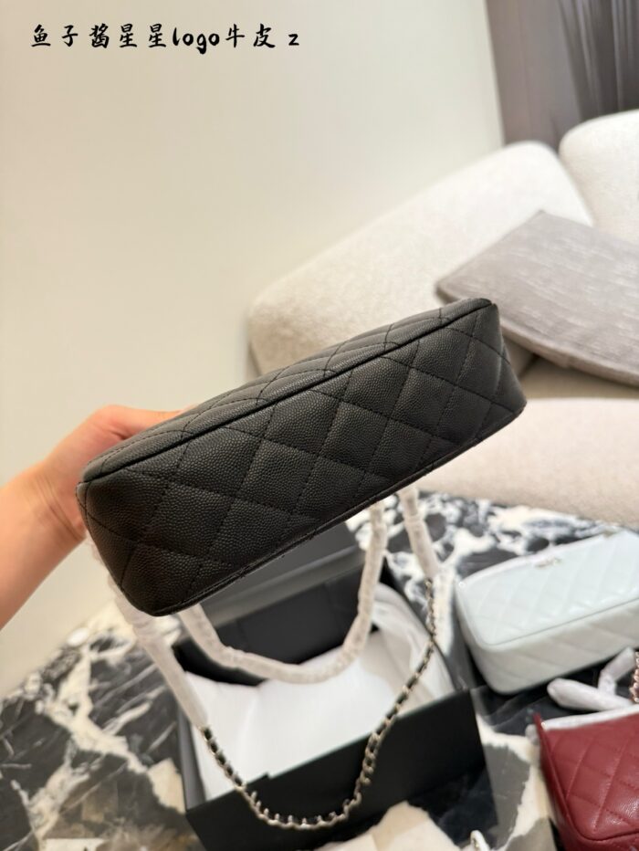 Chanel 25B Star Mahjong Bag In Black And Silver With Lychee Grain Leather - Image 8