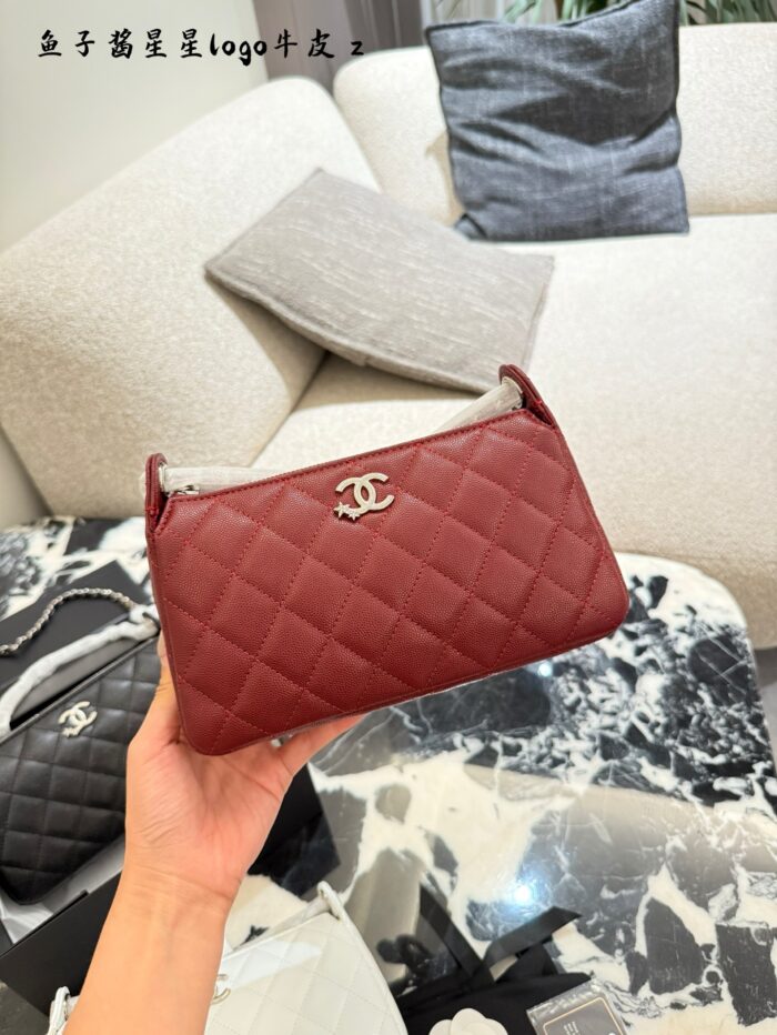 Chanel 25B Star Mahjong Bag In Black And Silver With Lychee Grain Leather - Image 10