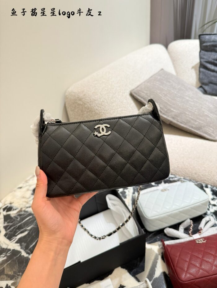 Chanel 25B Star Mahjong Bag In Black And Silver With Lychee Grain Leather - Image 13